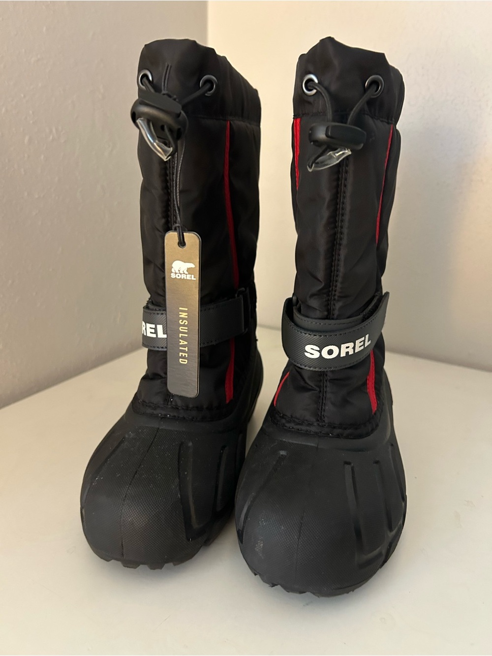 Sorel Winter Flurry Boots |  Black and Red Waterproof Insulated Snow Boots | 2 - Picture 2 of 9